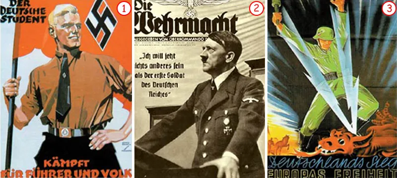 1- "The German student fights for the Fhrer and the people" 2- "I have no other desire than to be the first soldier of the German Reich." 3- "Victory for Germa