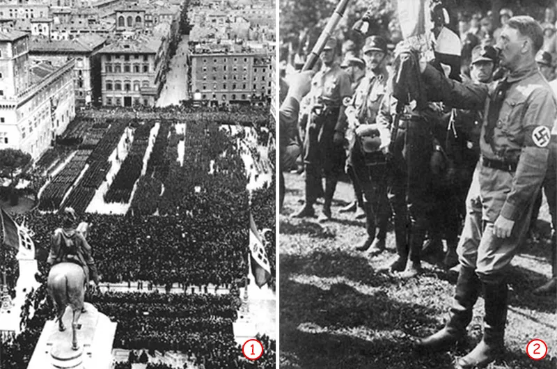 1. Mussolini imitated the pagan rites held in ancient Rome calling for a return of the glory days of the past. These glorious shows were later taken up by the N