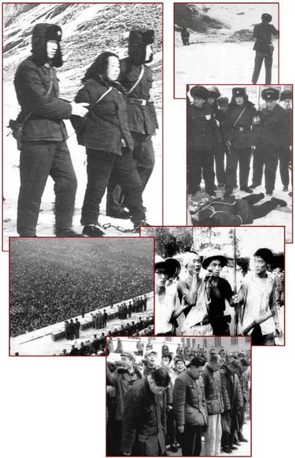 The execution of a Chinese woman, Wang Souxin. The money for the bullets used in executions in Red China was extracted from the relatives of the victims.