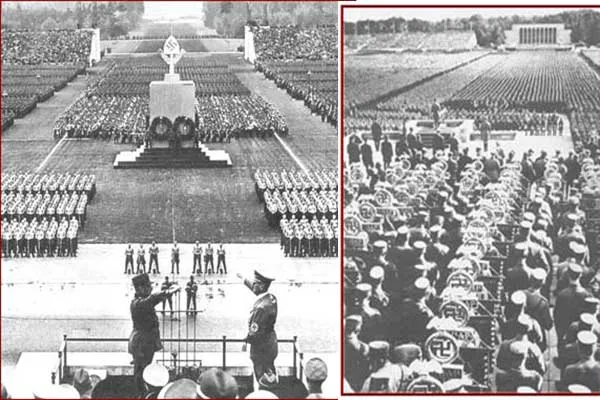 Nazi gatherings resembled ancient pagan ceremonies. The swastika Hitler used was a symbol belonging to old pagan cultures.