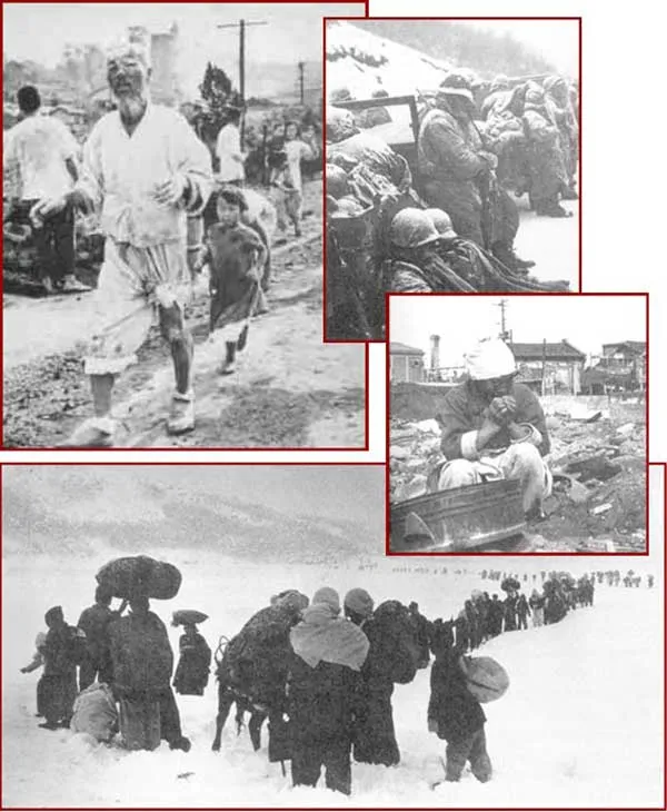 THE KOREAN WAR The Korean War, fought between 1950 and 1953, brought great harm to innocent people, the elderly, and children. Human beings grew cruel enough to