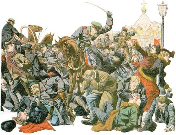 RUSSIAN OPPRESSION The oppression experienced in the Russian revolution was reflected in pictures.