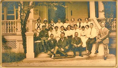 A photograph of a 1914 eugenic training class